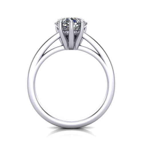Itzel heart-shaped classic engagement ring in 18K White Gold, through-finger front profile showing the hidden halo beneath the head