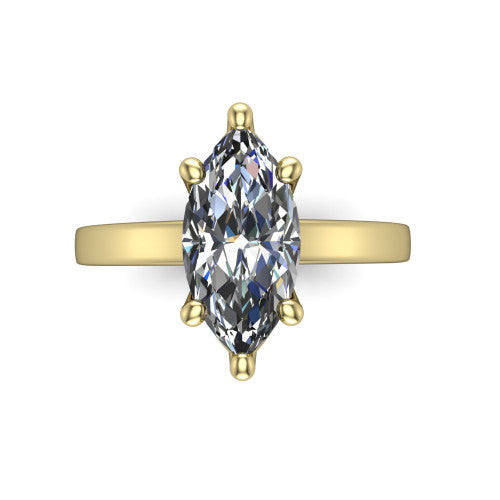 Itzel marquise-cut classic engagement ring in 14K Yellow Gold, top-down view showing the marquise-cut center diamond and four double-claw prongs