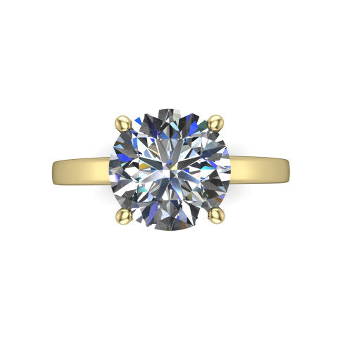 Itzel round classic engagement ring in 14K Yellow Gold, top-down view showing the round center diamond and four double-claw prongs