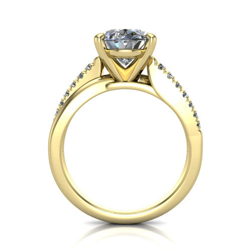 Marley oval solitaire engagement ring in 14K Yellow Gold, through-finger front profile showing the open cathedral basket