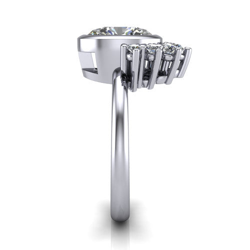Kiara oval crown halo engagement ring in 18K White Gold, side profile showing the diamond crown and polished band