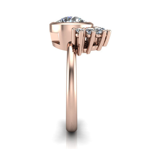 Kiara round crown halo engagement ring in 14K Rose Gold, side profile showing the diamond crown and polished band