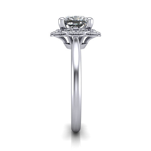 Aliyah Cushion Shape Halo Engagement Ring in Platinum