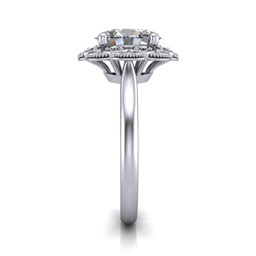 Aliyah Oval Shape Halo Engagement Ring in Platinum