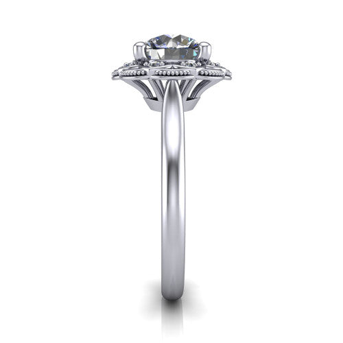 Aliyah Round Shape Halo Engagement Ring in Platinum