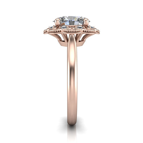 Aliyah Oval Shape Halo Engagement Ring in 18K Rose Gold