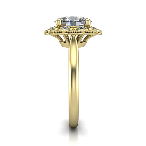Aliyah Oval Shape Halo Engagement Ring in 14K Yellow Gold