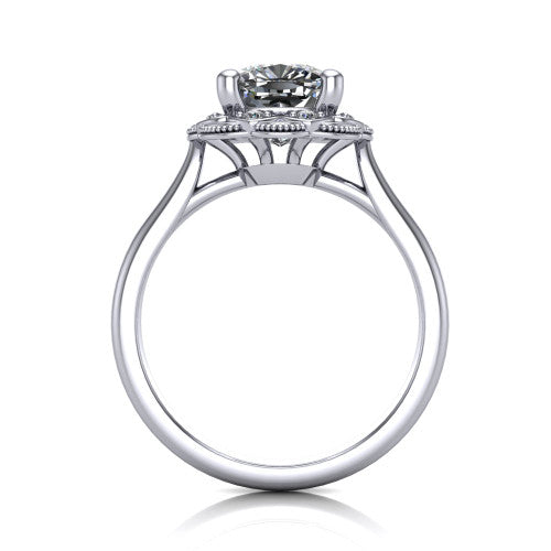 Aliyah Cushion Shape Halo Engagement Ring in 18K White Gold
