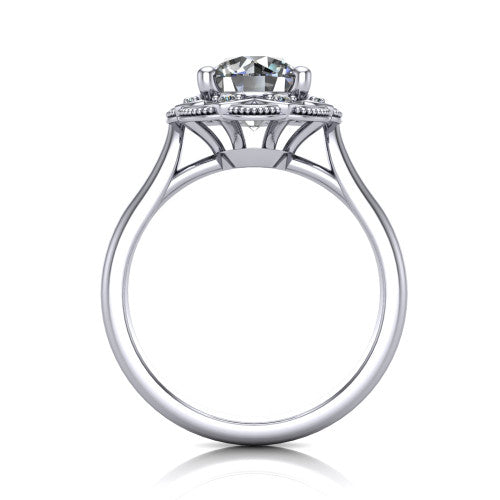 Aliyah Round Shape Halo Engagement Ring in Platinum