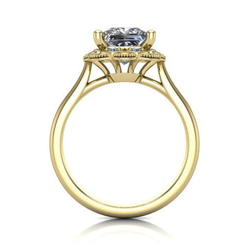 Aliyah Princess Shape Halo Engagement Ring in 14K Yellow Gold