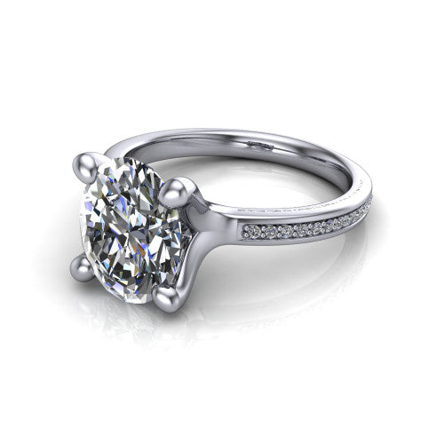 Amina Oval Shape Classic Engagement Ring in 14K White Gold