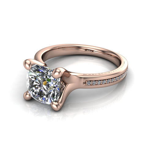 Amina Cushion Shape Classic Engagement Ring in 14K Rose Gold
