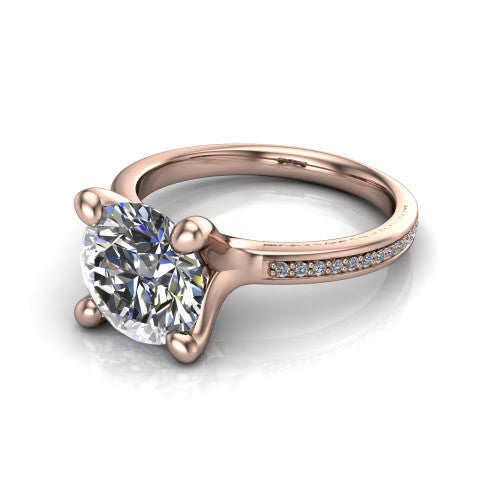 Amina Round Shape Classic Engagement Ring in 14K Rose Gold