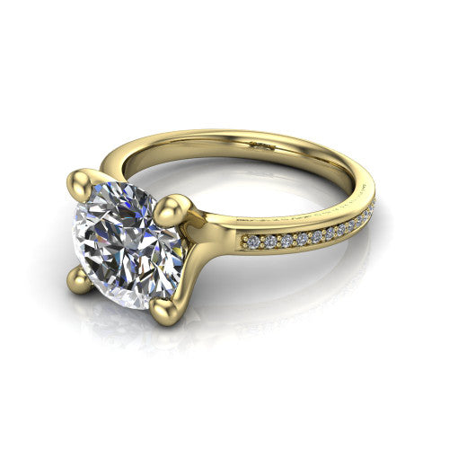Amina Round Shape Classic Engagement Ring in 18K Yellow Gold