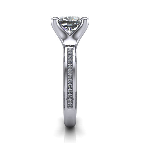 Amina Cushion Shape Classic Engagement Ring in Platinum