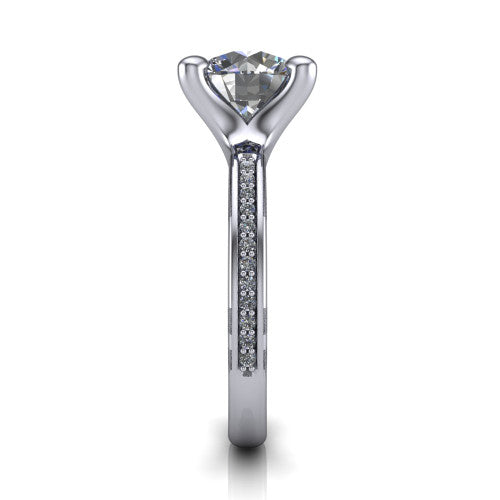 Amina Round Shape Classic Engagement Ring in Platinum