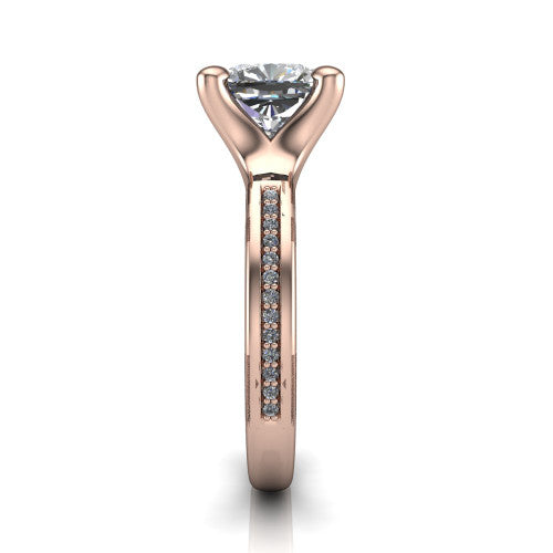 Amina Cushion Shape Classic Engagement Ring in 14K Rose Gold