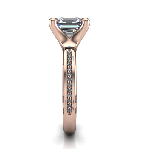 Amina Square Emerald Shape Classic Engagement Ring in 14K Rose Gold