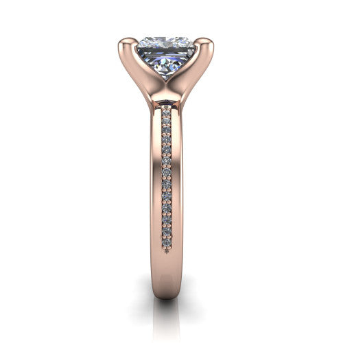 Amina Princess Shape Classic Engagement Ring in 18K Rose Gold