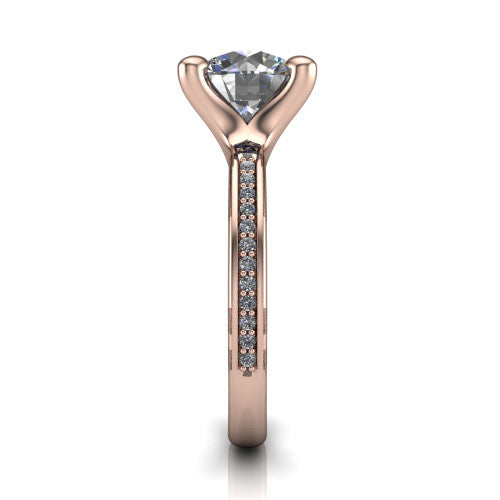 Amina Round Shape Classic Engagement Ring in 14K Rose Gold
