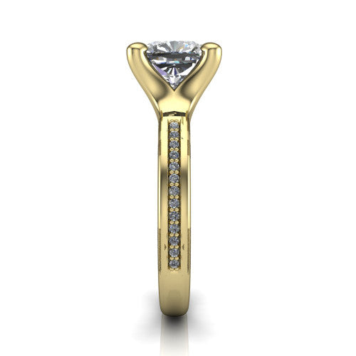 Amina Cushion Shape Classic Engagement Ring in 14K Yellow Gold