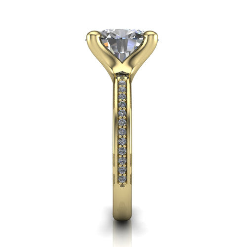 Amina Oval Shape Classic Engagement Ring in 14K Yellow Gold