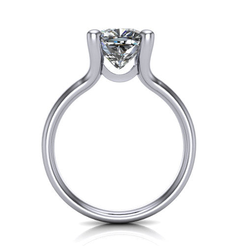 Amina Cushion Shape Classic Engagement Ring in 14K White Gold