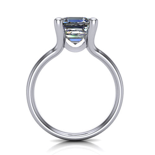 Amina Square Emerald Shape Classic Engagement Ring in Platinum