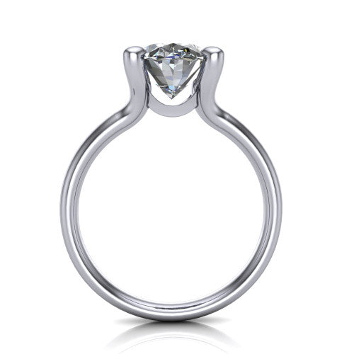 Amina Oval Shape Classic Engagement Ring in 14K White Gold