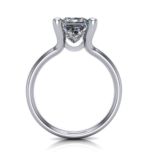 Amina Princess Shape Classic Engagement Ring in Platinum