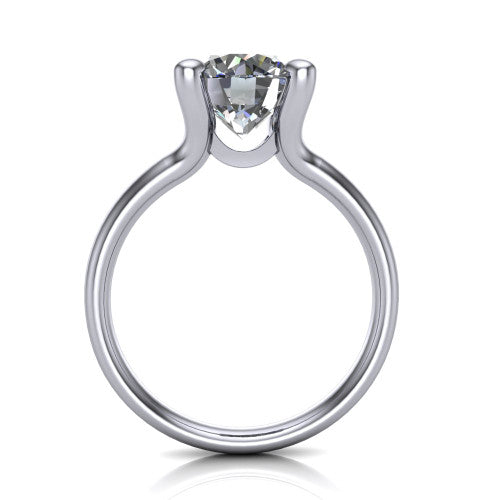 Amina Round Shape Classic Engagement Ring in 14K White Gold
