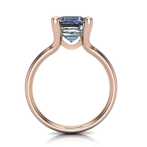 Amina Square Emerald Shape Classic Engagement Ring in 14K Rose Gold