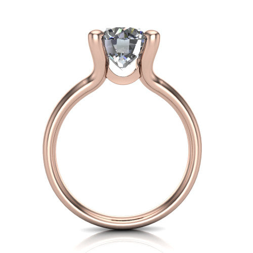 Amina Round Shape Classic Engagement Ring in 18K Rose Gold