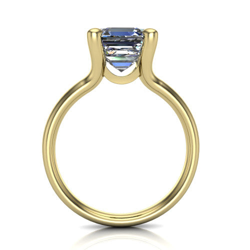 Amina Square Emerald Shape Classic Engagement Ring in 18K Yellow Gold
