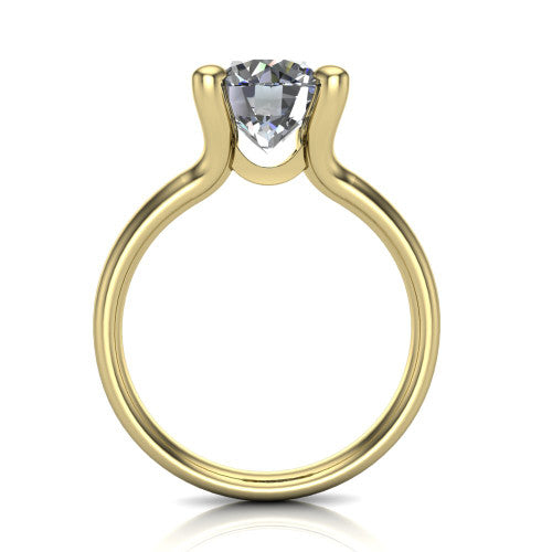 Amina Round Shape Classic Engagement Ring in 14K Yellow Gold