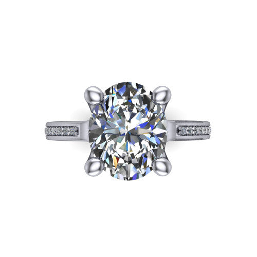 Amina Oval Shape Classic Engagement Ring in Platinum