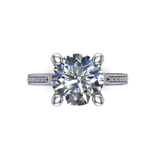 Amina Round Shape Classic Engagement Ring in 14K White Gold