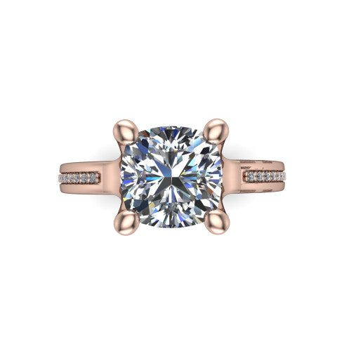 Amina Cushion Shape Classic Engagement Ring in 18K Rose Gold
