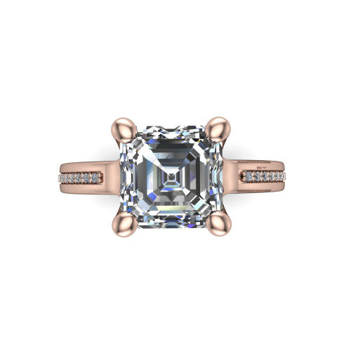 Amina Square Emerald Shape Classic Engagement Ring in 14K Rose Gold