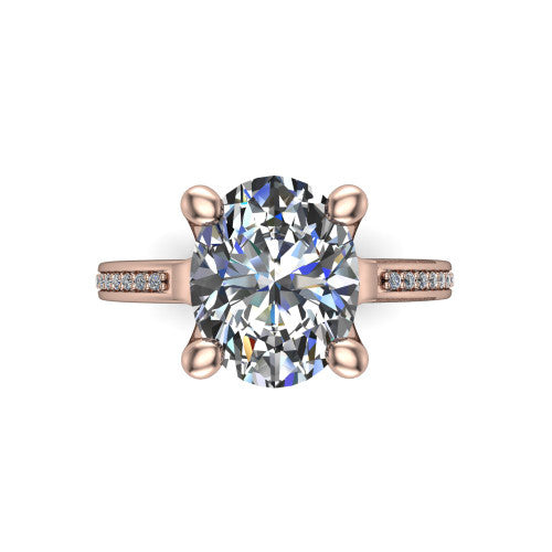 Amina Oval Shape Classic Engagement Ring in 14K Rose Gold