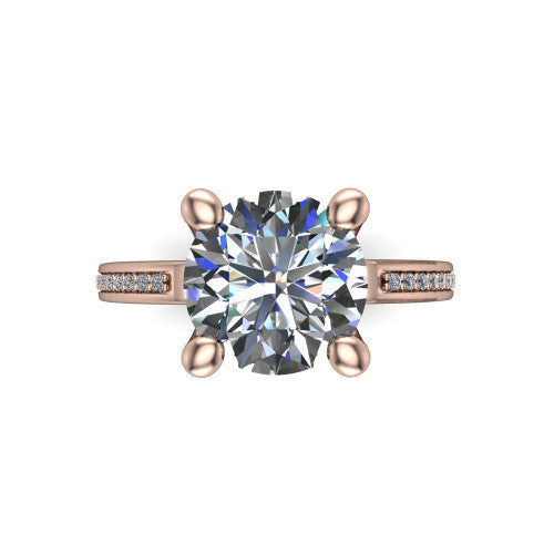 Amina Round Shape Classic Engagement Ring in 14K Rose Gold