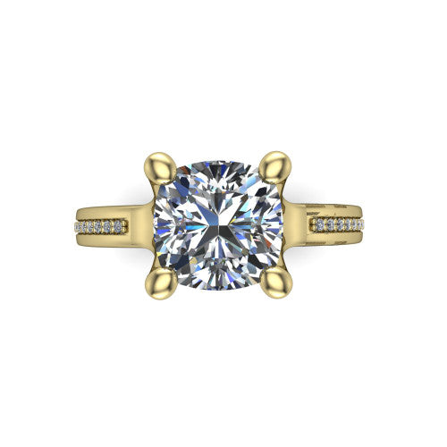 Amina Cushion Shape Classic Engagement Ring in 18K Yellow Gold