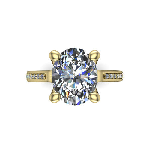 Amina Oval Shape Classic Engagement Ring in 18K Yellow Gold