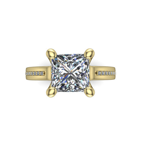 Amina Princess Shape Classic Engagement Ring in 14K Yellow Gold