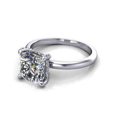 Alaia Cushion Shape Classic Engagement Ring in 14K White Gold