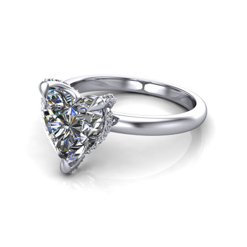 Alaia Heart Shape Classic Engagement Ring in 18K White Gold