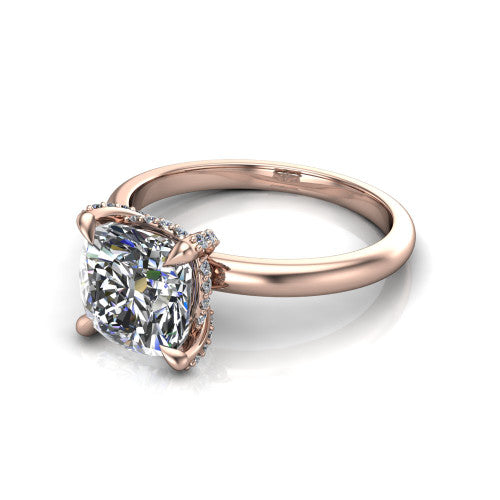 Alaia Cushion Shape Classic Engagement Ring in 14K Rose Gold