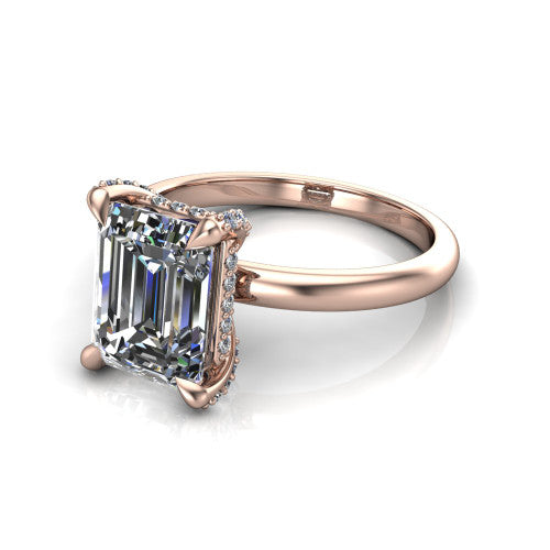 Alaia Emerald Shape Classic Engagement Ring in 18K Rose Gold