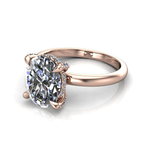 Alaia Oval Shape Classic Engagement Ring in 14K Rose Gold