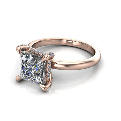 Alaia Princess Shape Classic Engagement Ring in 18K Rose Gold